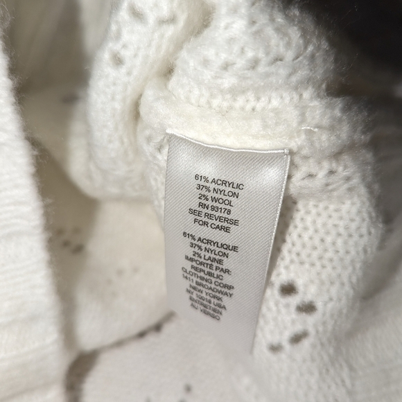 INDUSTRY Republic Clothing Wool Blend Pearl Ruffle Sweater Ivory Women's XS - Picture 9 of 9